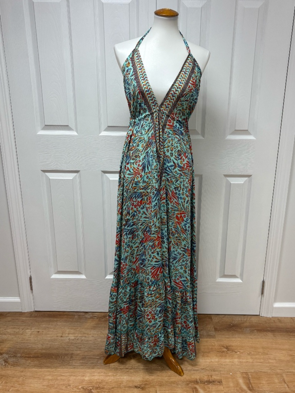 Open Back Boho‎ Love Maxi Dress In Floral Print - Size: One Size.